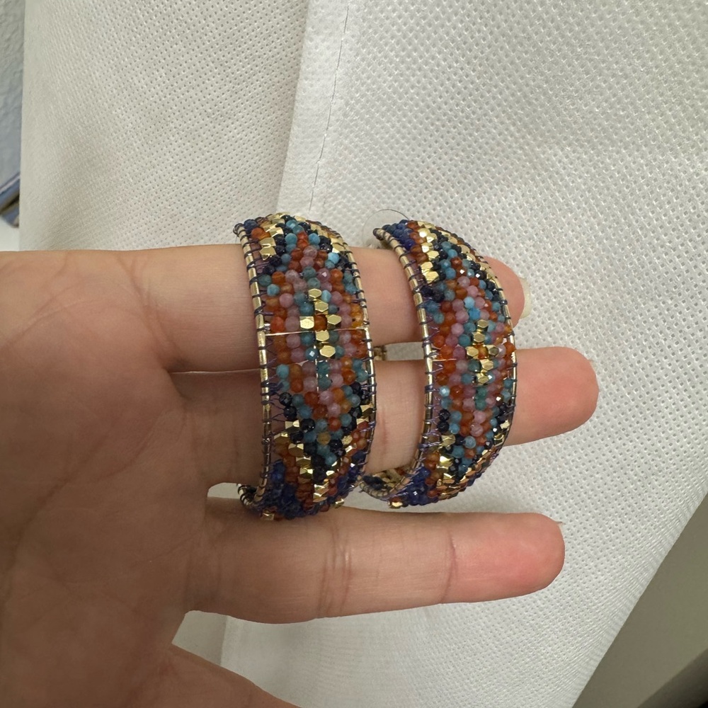 Kendra Scott Gold and Blue Crescent Earrings